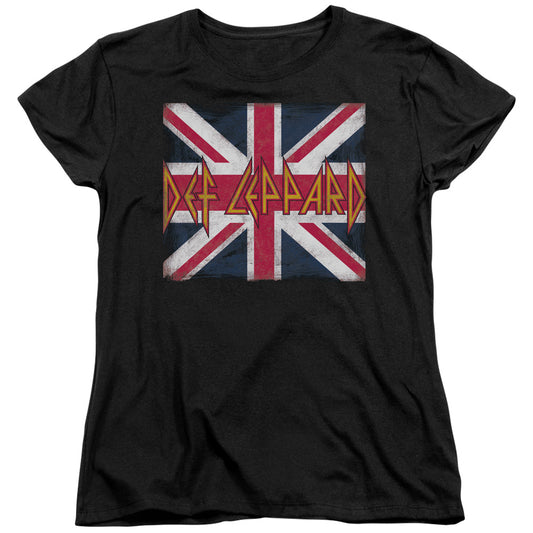 Def Leppard Union Jack Womens T Shirt Black