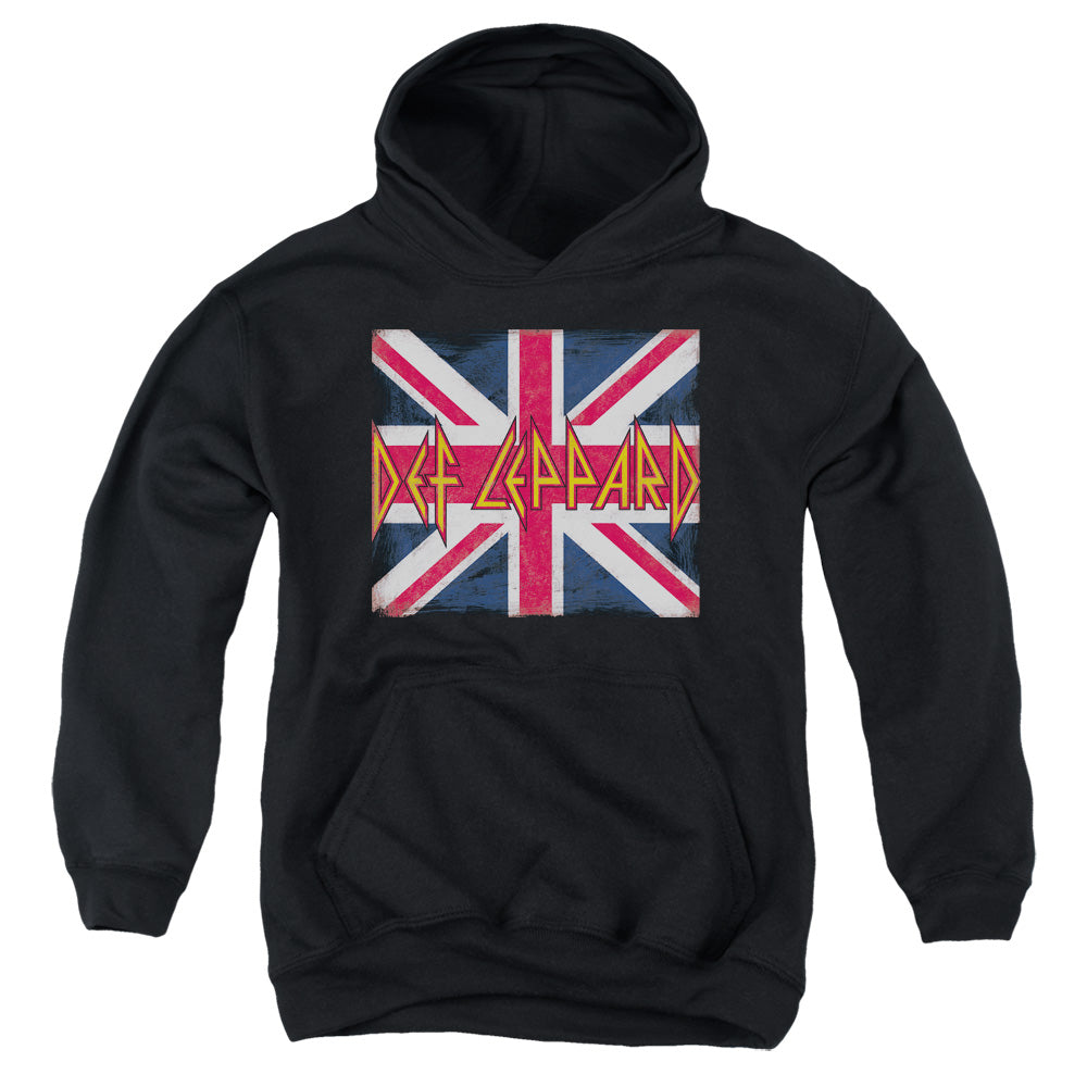 Def Leppard Union Jack Kids Youth Hoodie Black