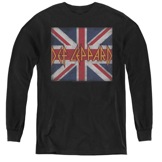 Def Leppard Union Jack Long Sleeve Kids Youth T Shirt Black