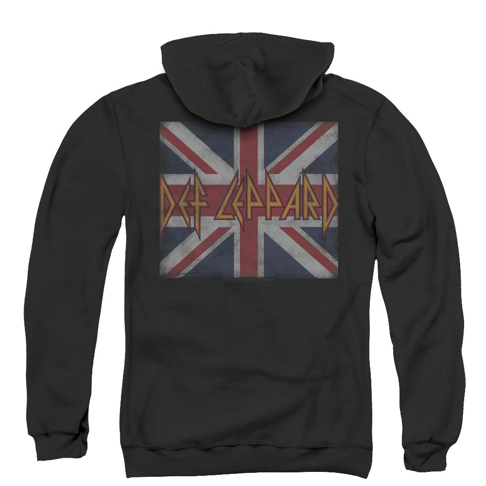 Def Leppard Union Jack Back Print Zipper Mens Hoodie Black