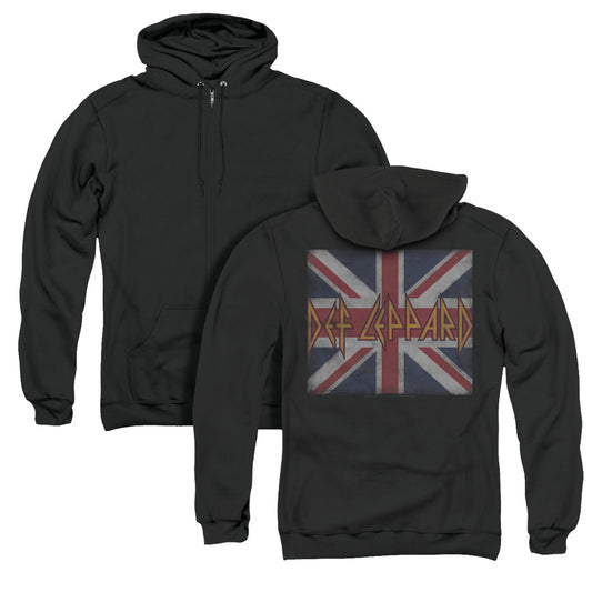 Def Leppard Union Jack Back Print Zipper Mens Hoodie Black