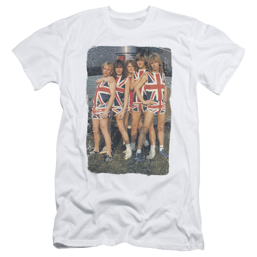 Def Leppard Flag Photo Slim Fit Mens T Shirt White