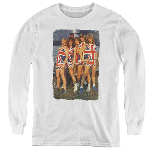 Def Leppard Flag Photo Long Sleeve Kids Youth T Shirt White