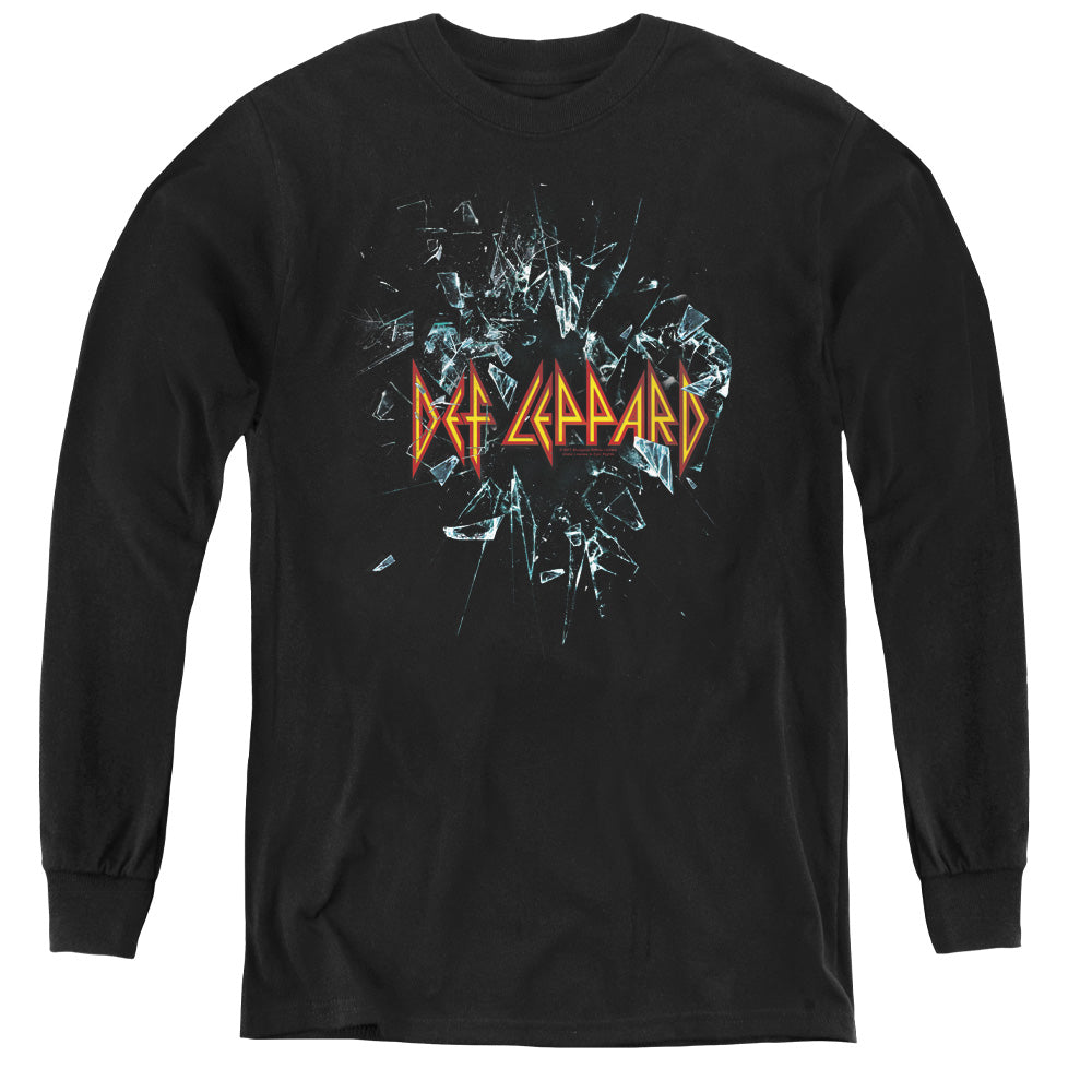 Def Leppard Broken Glass Long Sleeve Kids Youth T Shirt Black