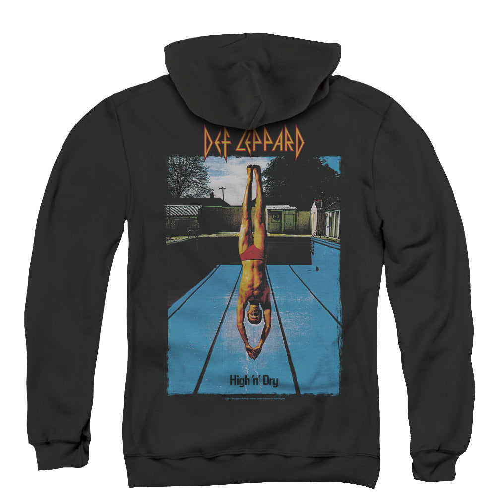 Def Leppard High N Dry Back Print Zipper Mens Hoodie Black