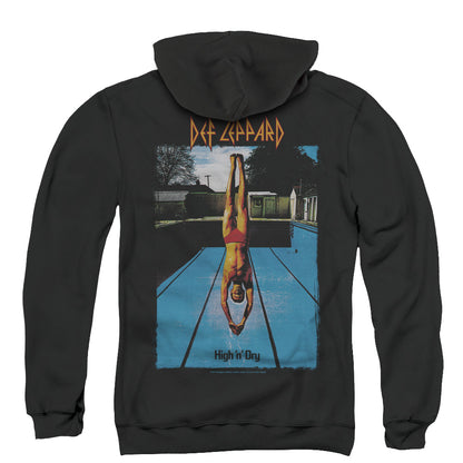 Def Leppard High N Dry Back Print Zipper Mens Hoodie Black