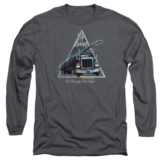 Def Leppard On Through The Night Mens Long Sleeve Shirt Charcoal