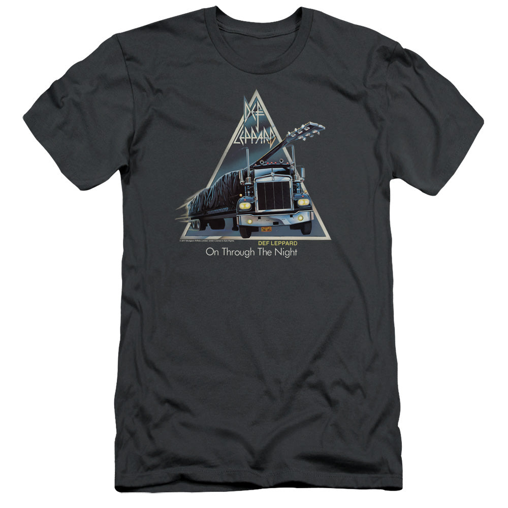 Def Leppard On Through The Night Slim Fit Mens T Shirt Charcoal