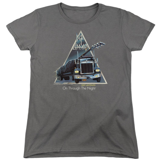 Def Leppard On Through The Night Womens T Shirt Charcoal