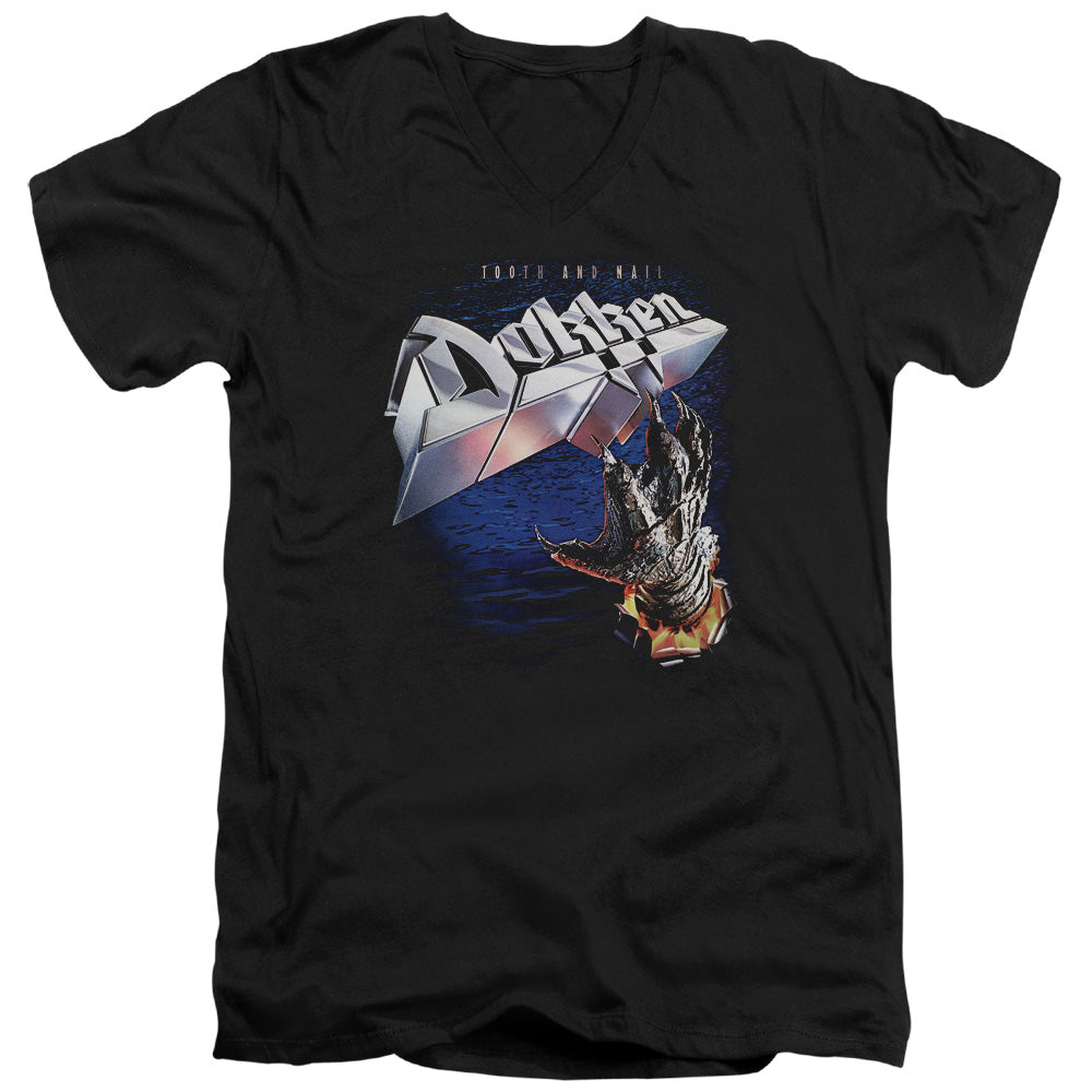 Dokken Tooth and Nail Mens Slim Fit V-Neck T Shirt Black