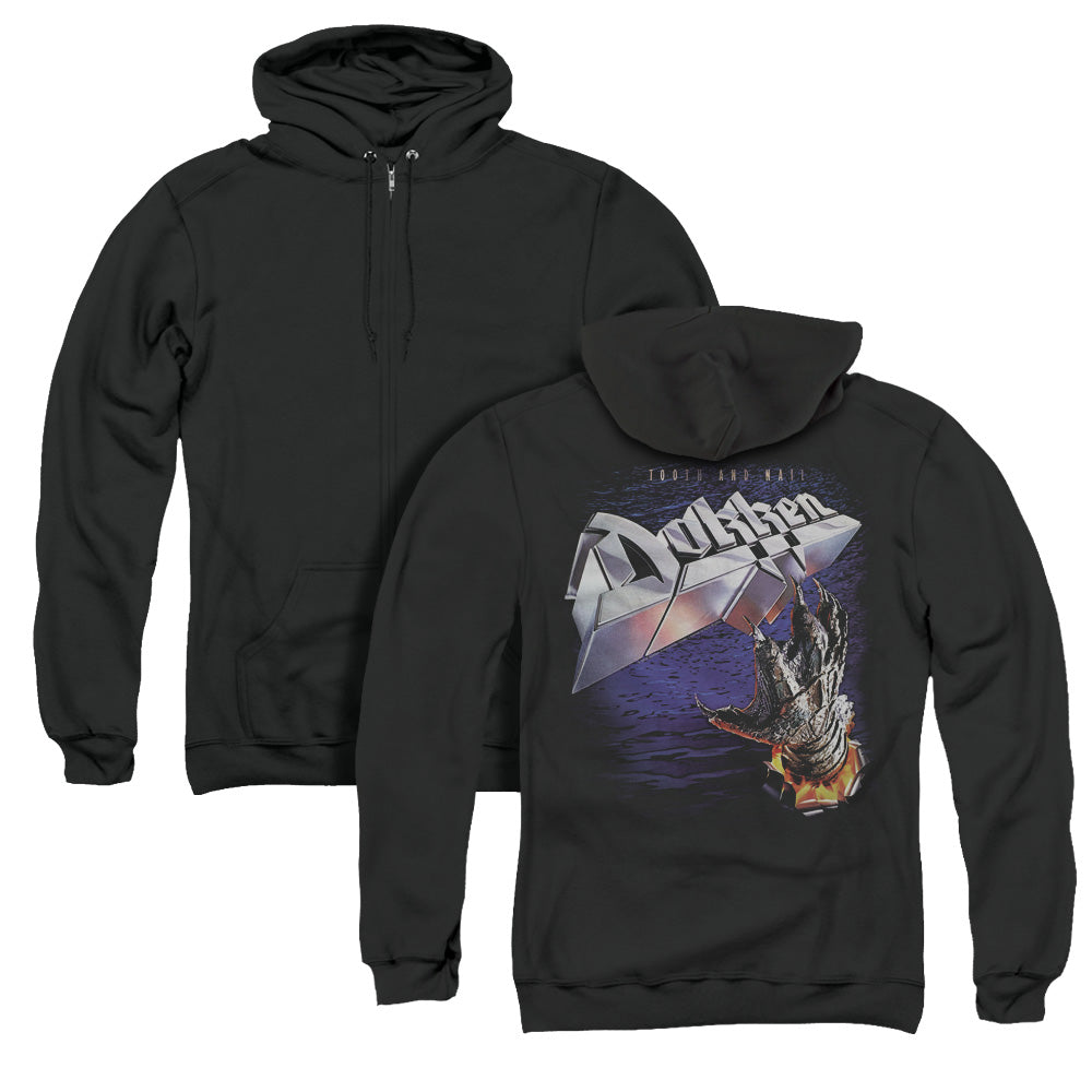 Dokken Tooth and Nail Back Print Zipper Mens Hoodie Black