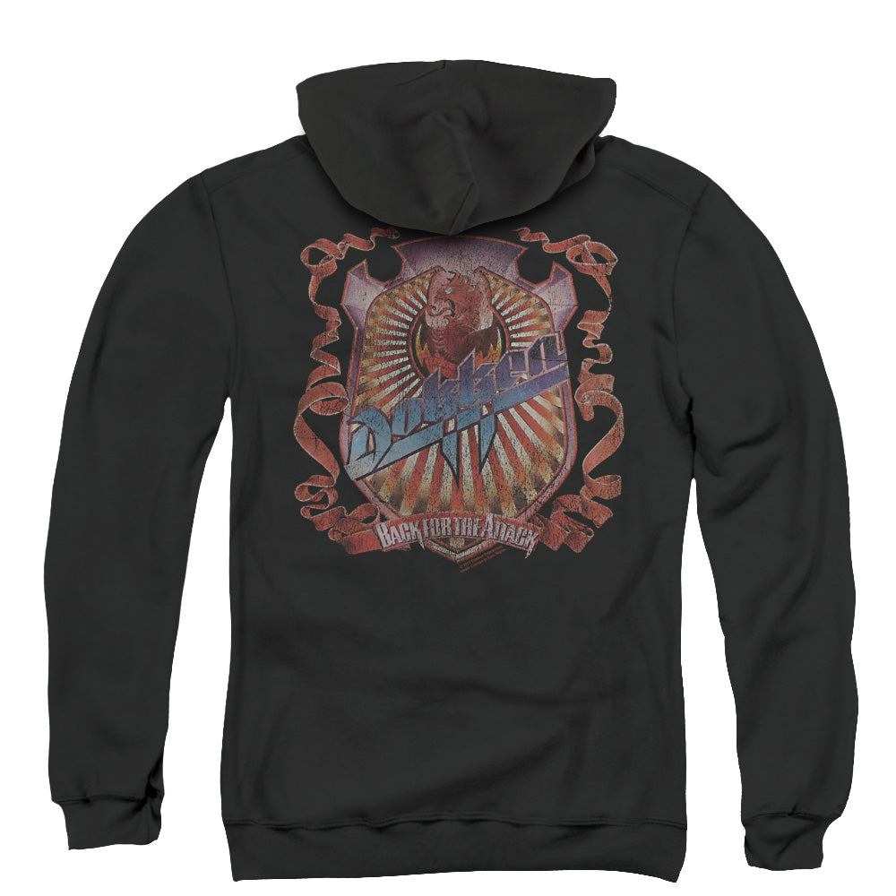 Dokken Back Attack Back Print Zipper Mens Hoodie Black