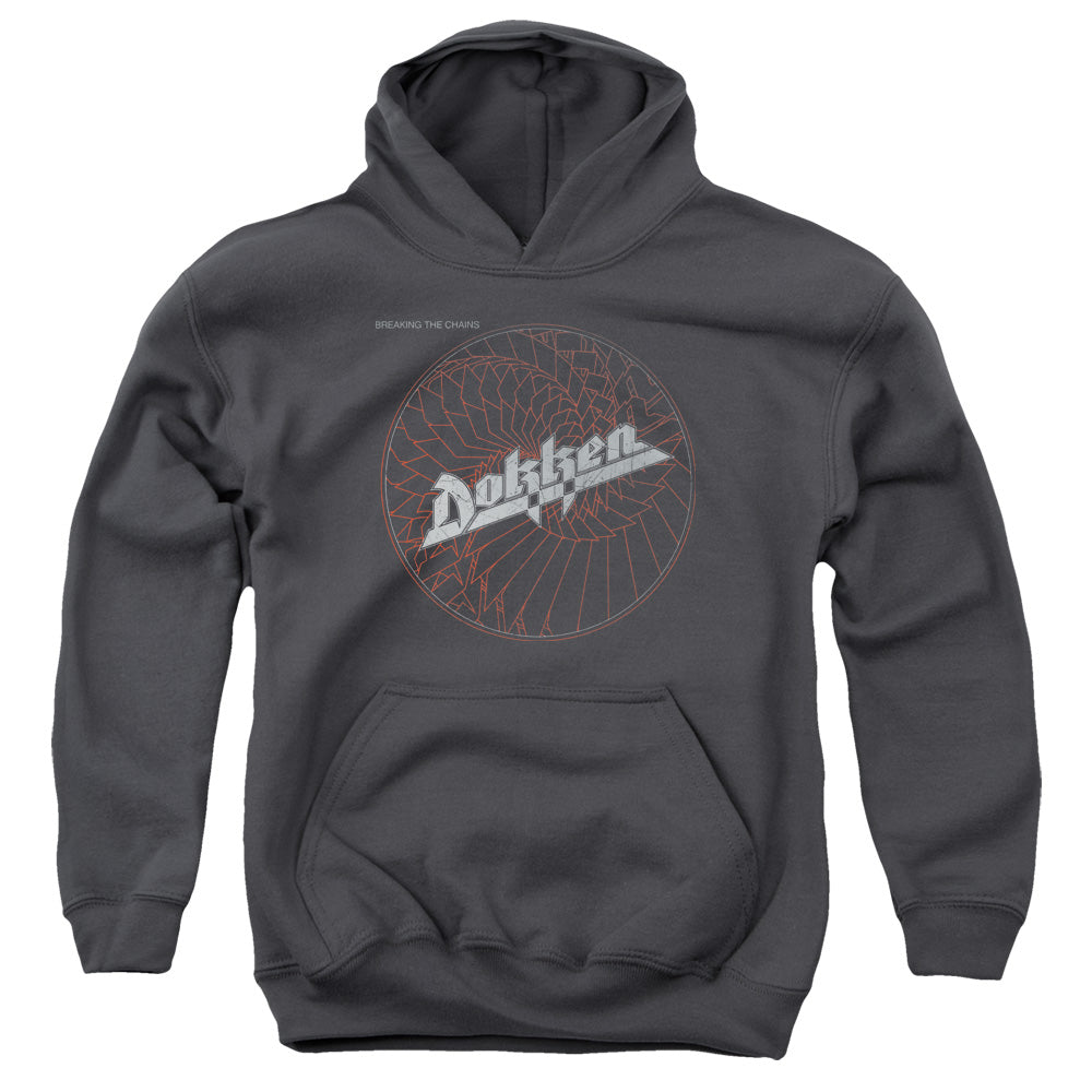 Dokken Breaking The Chains Kids Youth Hoodie Charcoal