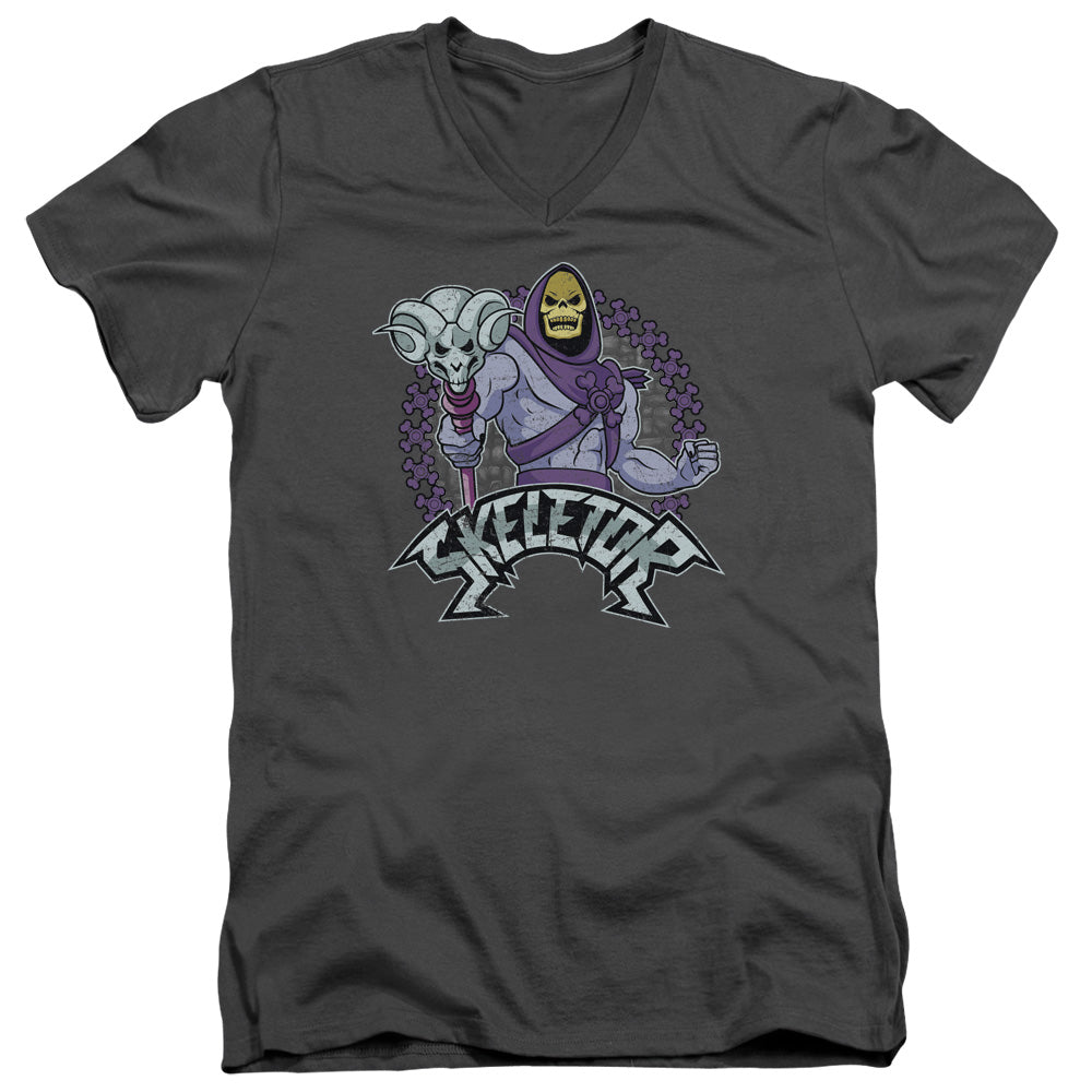 Masters of the Universe Skeletor Mens Slim Fit V Neck T Shirt Charcoal