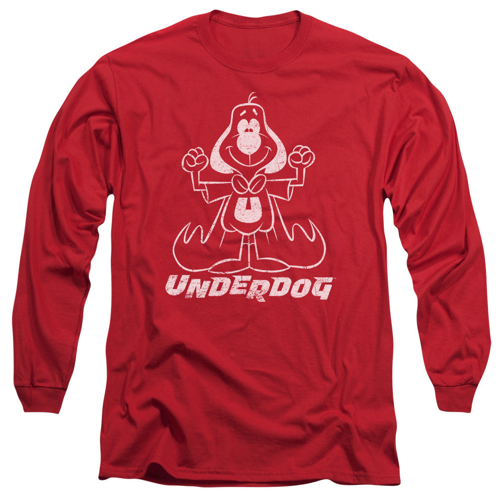 Underdog Outline Under Mens Long Sleeve Shirt Red