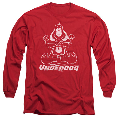 Underdog Outline Under Mens Long Sleeve Shirt Red