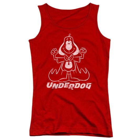 Underdog Outline Under Womens Tank Top Shirt Red