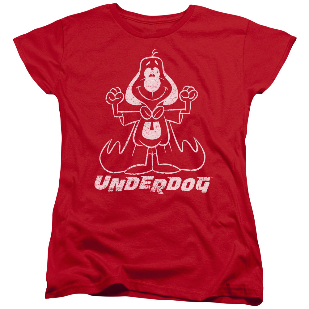 Underdog Outline Under Womens T Shirt Red