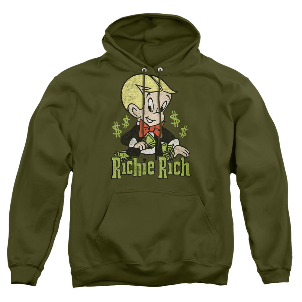 Richie Rich Rich Logo Mens Hoodie Military Green