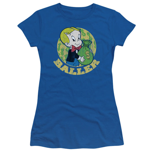 Richie Rich Baller Junior Sheer Cap Sleeve Womens T Shirt Royal Blue