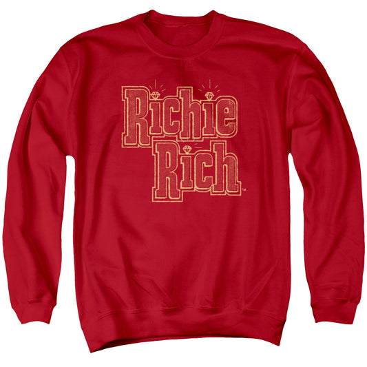 Richie Rich Stacked Mens Crewneck Sweatshirt Red