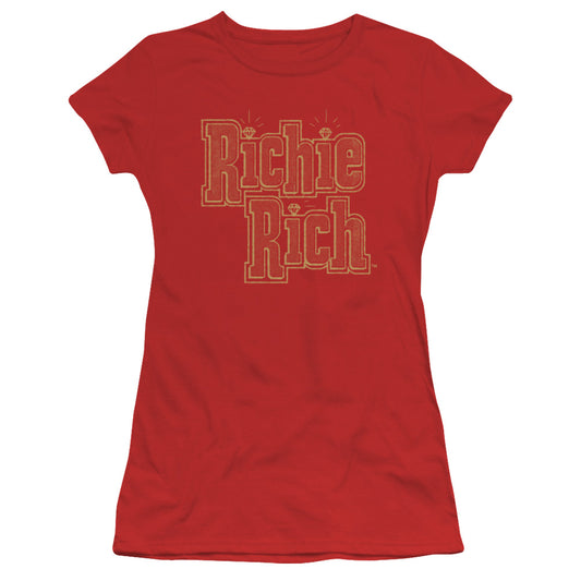 Richie Rich Stacked Junior Sheer Cap Sleeve Womens T Shirt Red