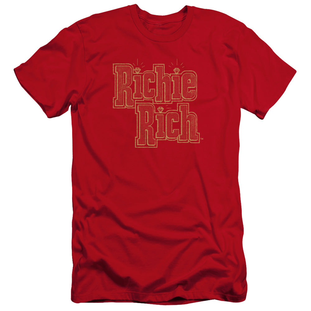 Richie Rich Stacked Premium Bella Canvas Slim Fit Mens T Shirt Red