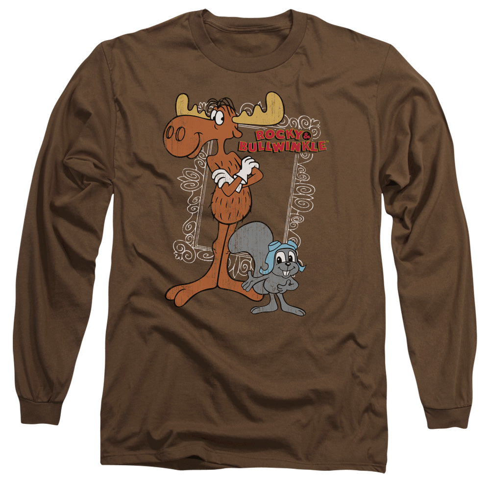 Rocky & Bullwinkle Best Chums Mens Long Sleeve Shirt Coffee