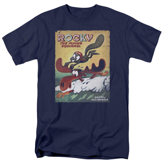 Rocky & Bullwinkle Vintage Poster Mens T Shirt Navy Blue