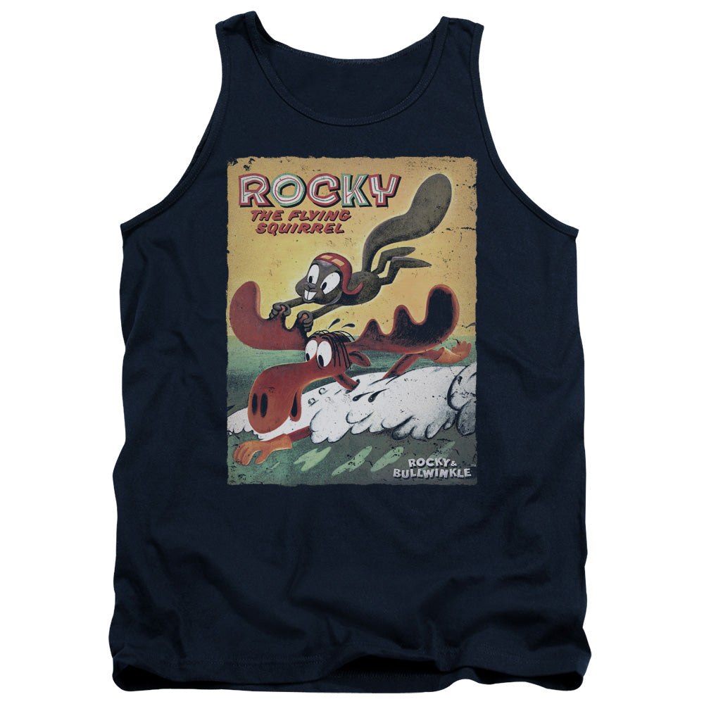 Rocky & Bullwinkle Vintage Poster Mens Tank Top Shirt Navy Blue