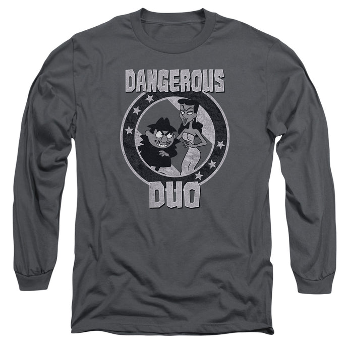 Rocky & Bullwinkle Dangerous Mens Long Sleeve Shirt Charcoal