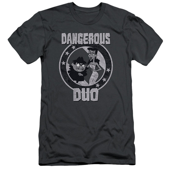 Rocky & Bullwinkle Dangerous Slim Fit Mens T Shirt Charcoal