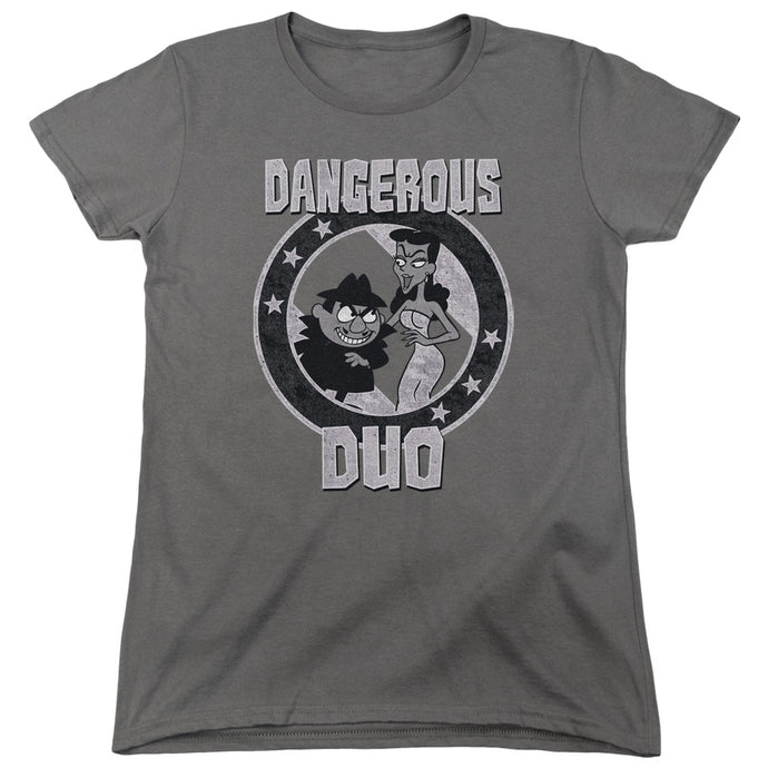 Rocky & Bullwinkle Dangerous Womens T Shirt Charcoal