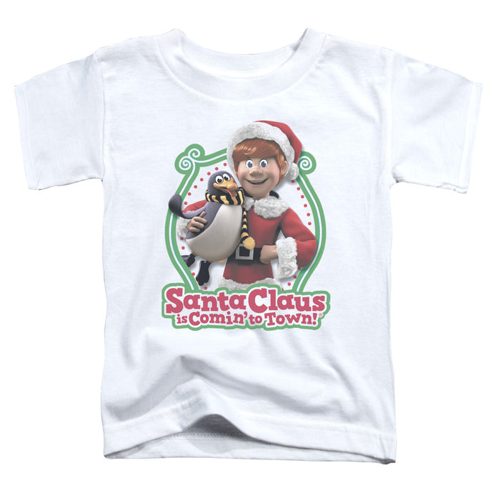 Santa Claus is Comin to Town Penguin Toddler Kids Youth T Shirt White