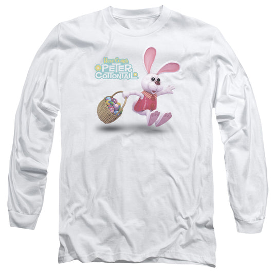 Here Comes Peter Cottontail Hop Around Mens Long Sleeve Shirt White