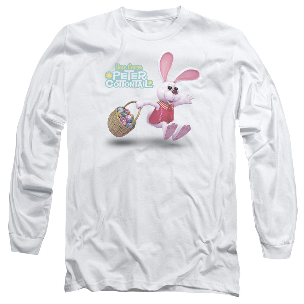 Here Comes Peter Cottontail Hop Around Mens Long Sleeve Shirt White
