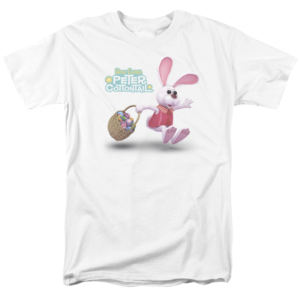Here Comes Peter Cottontail Hop Around Mens T Shirt White