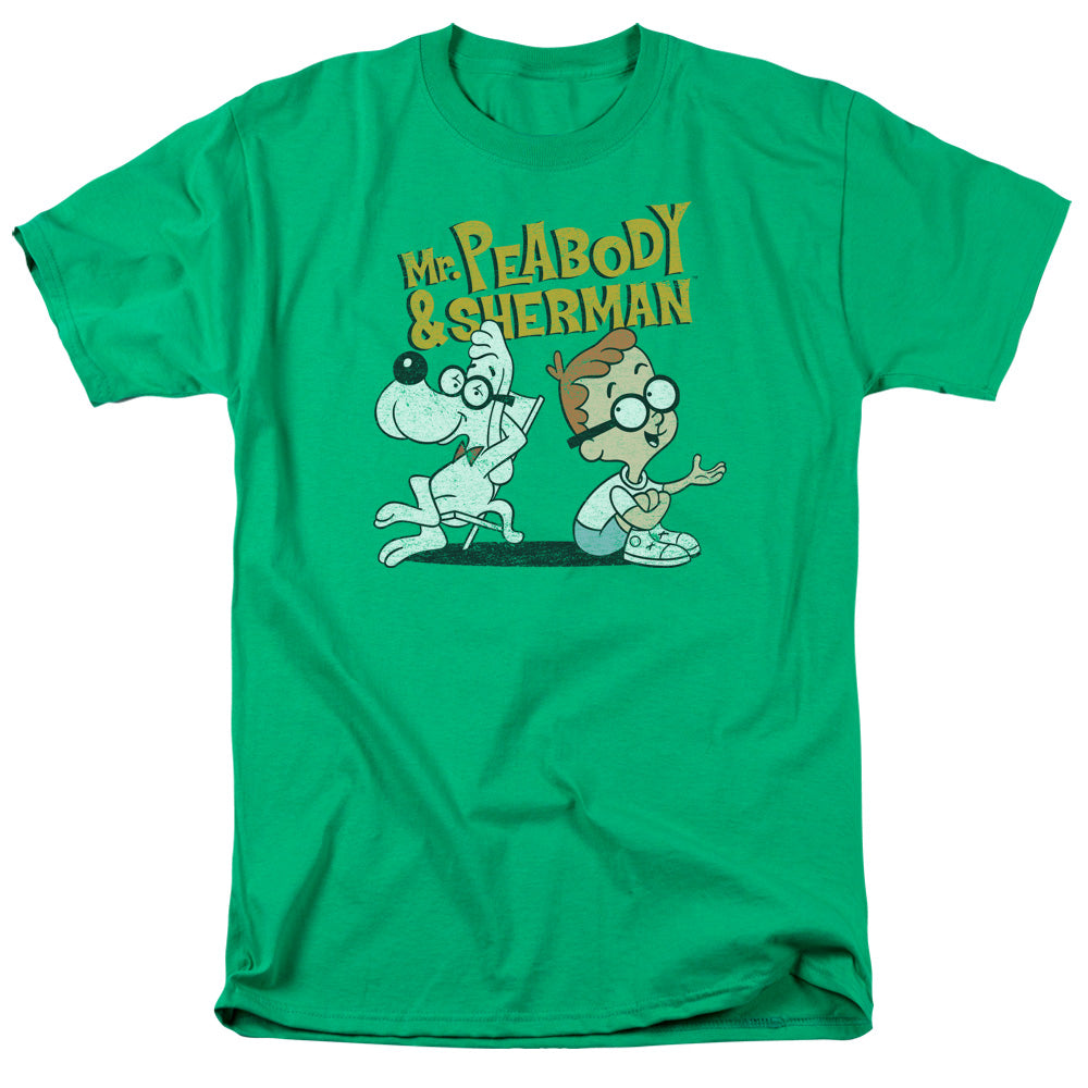 Mr Peabody & Sherman Deep Conversation Mens T Shirt Kelly Green