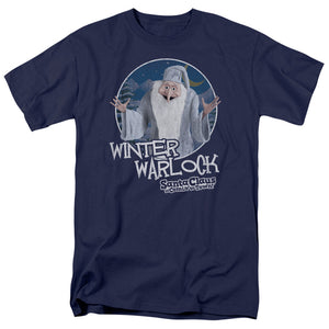 Santa Claus Is Comin to Town Winter Warlock Mens T Shirt Navy Blue
