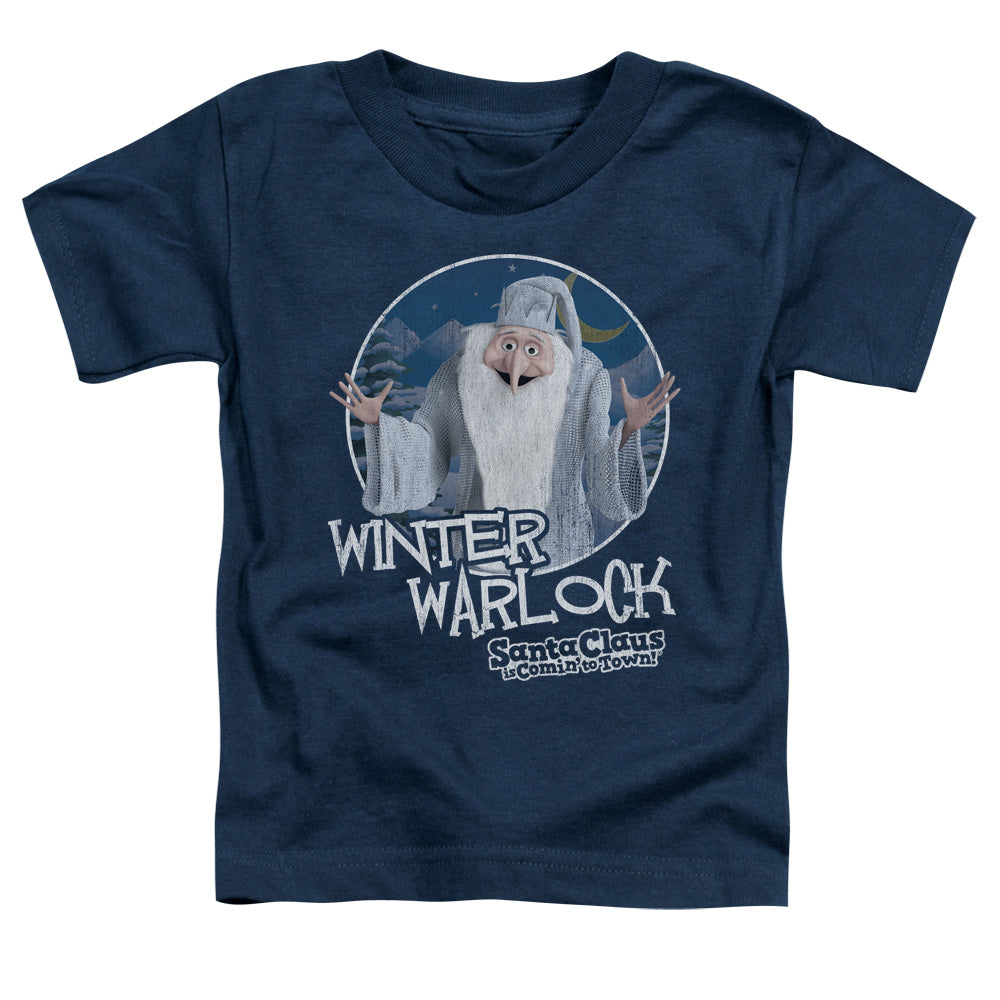 Santa Claus is Comin to Town Winter Warlock Toddler Kids Youth T Shirt Navy Blue Blue