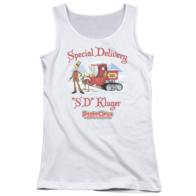 Santa Claus is Comin to Town Kluger Womens Tank Top Shirt White