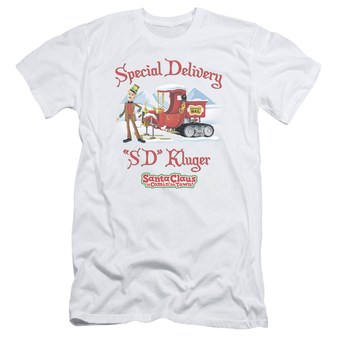 Santa Claus is Comin to Town Kluger Slim Fit Mens T Shirt White