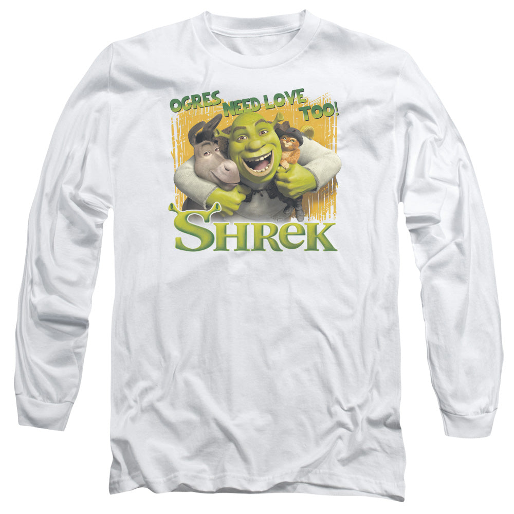 Shrek Ogres Need Love Mens Long Sleeve Shirt White