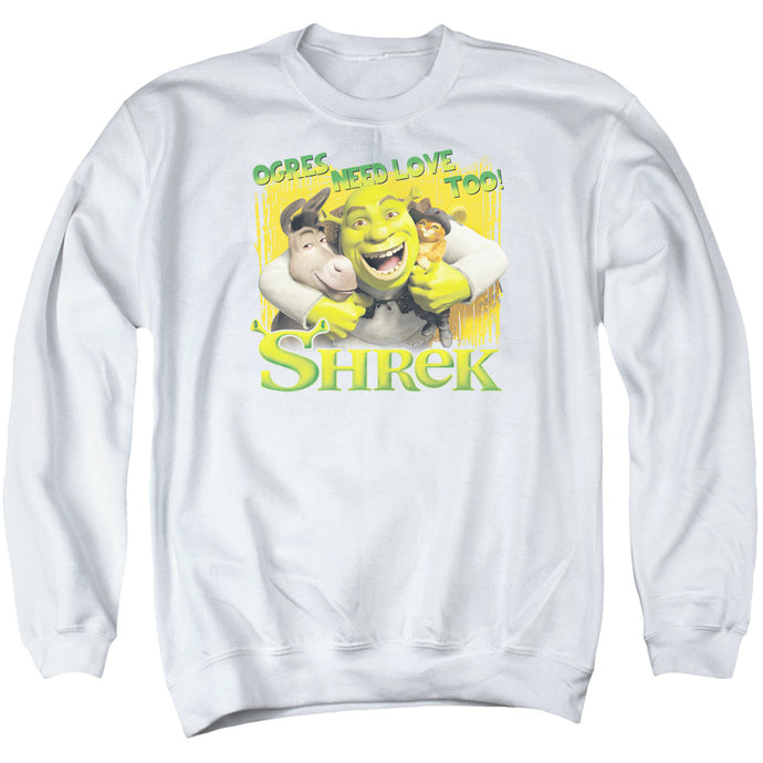 Shrek Ogres Need Love Mens Crewneck Sweatshirt White