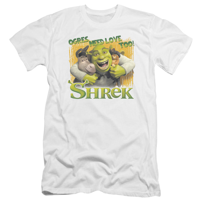 Shrek Ogres Need Love Premium Bella Canvas Slim Fit Mens T Shirt White
