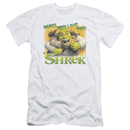 Shrek Ogres Need Love Slim Fit Mens T Shirt White