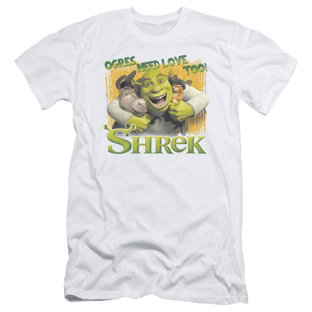 Shrek Ogres Need Love Slim Fit Mens T Shirt White