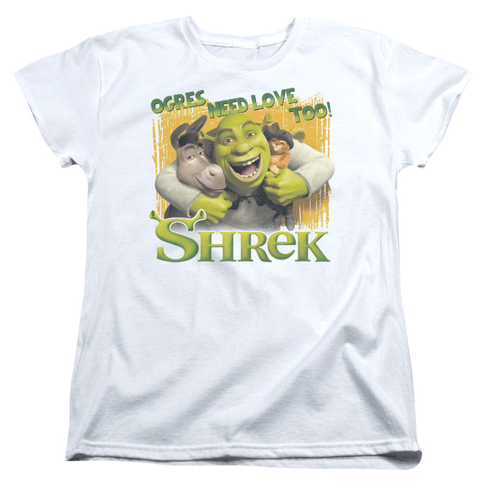 Shrek Ogres Need Love Womens T Shirt White