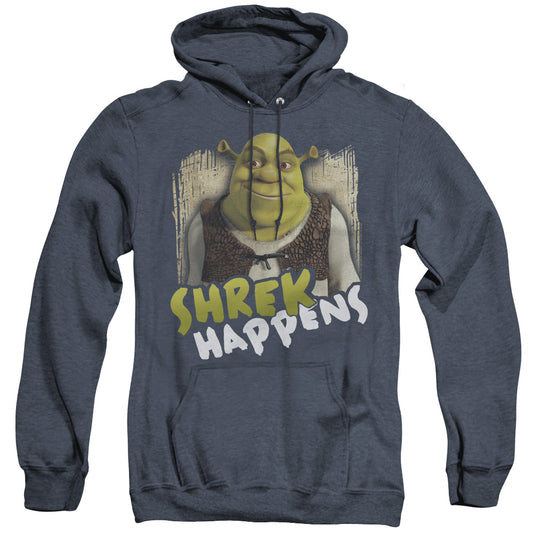 Shrek Happens Mens Heather Hoodie Navy