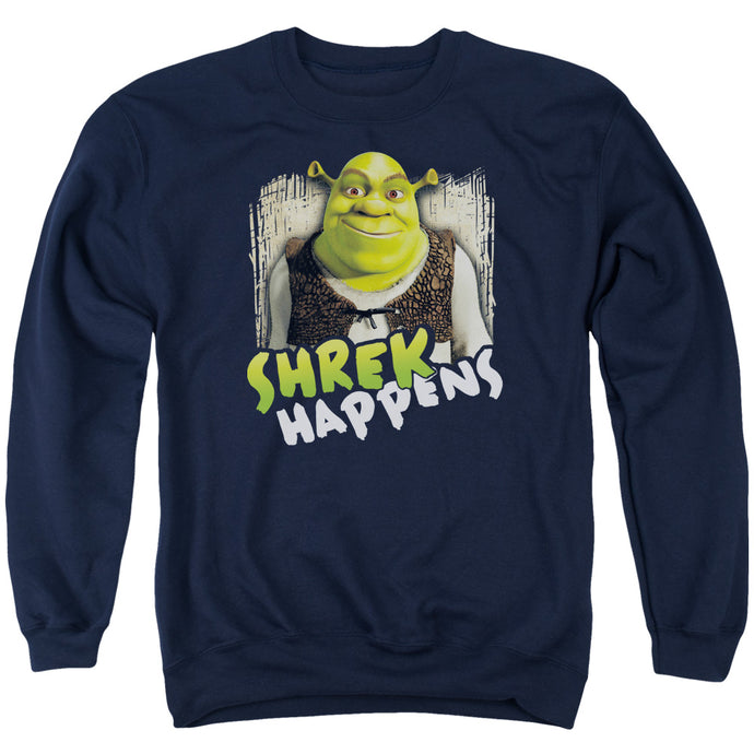 Shrek Happens Mens Crewneck Sweatshirt Navy Blue
